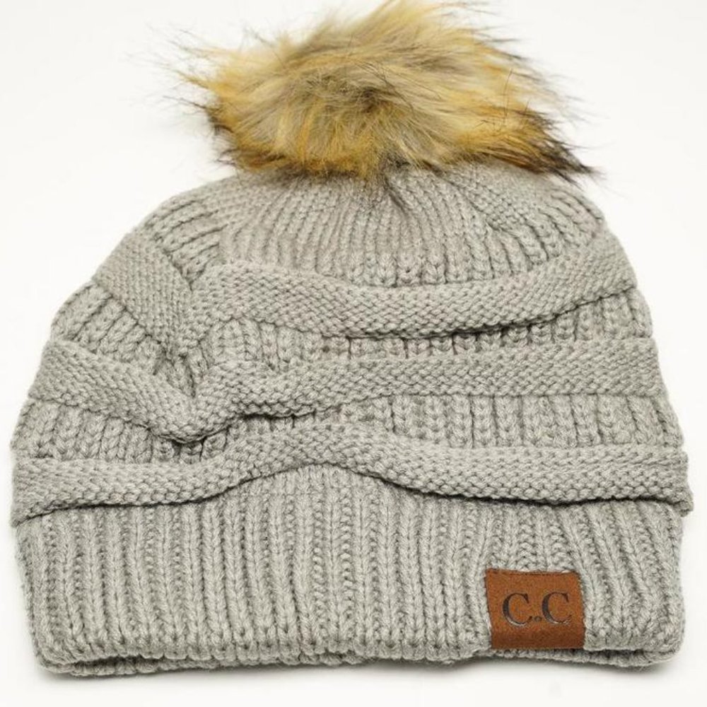 CC Beanie With Fur Pom